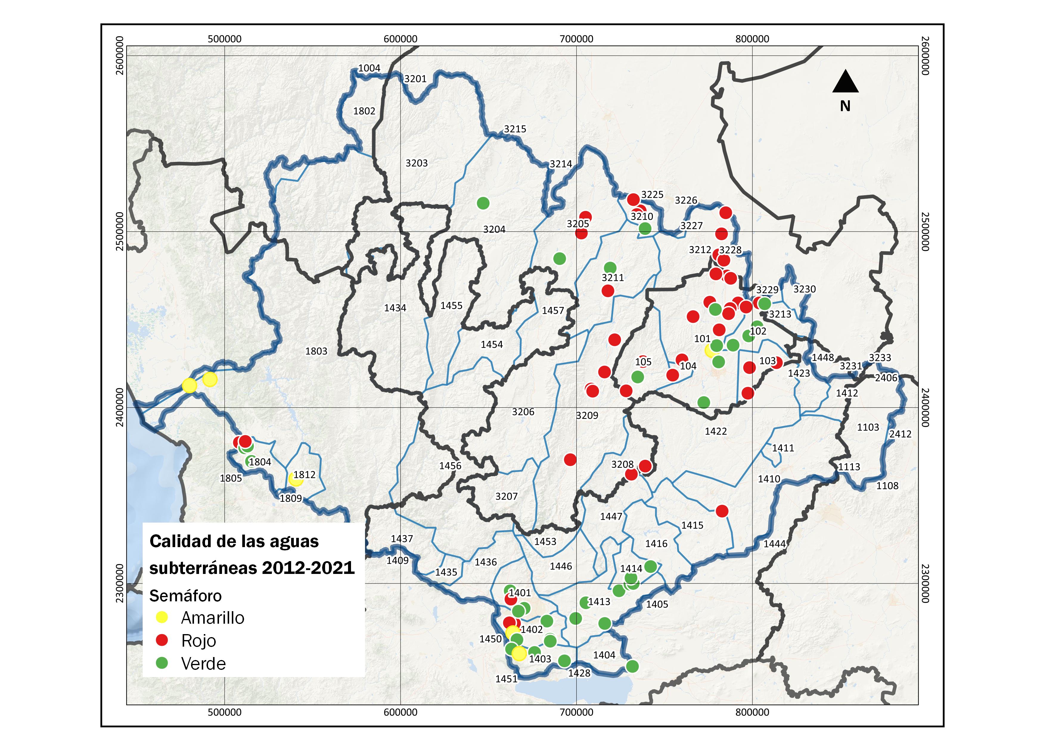 Calidad aguas subterráneas 2012-2021